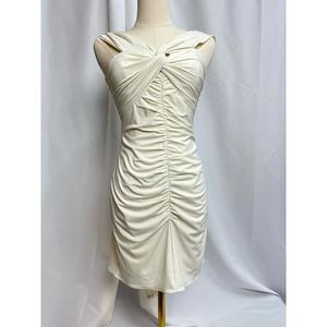 NWT! SELF-PORTRAIT Ruched Jersey Off-the-shoulder Mini‎ Dress In Ivory/SIZE6